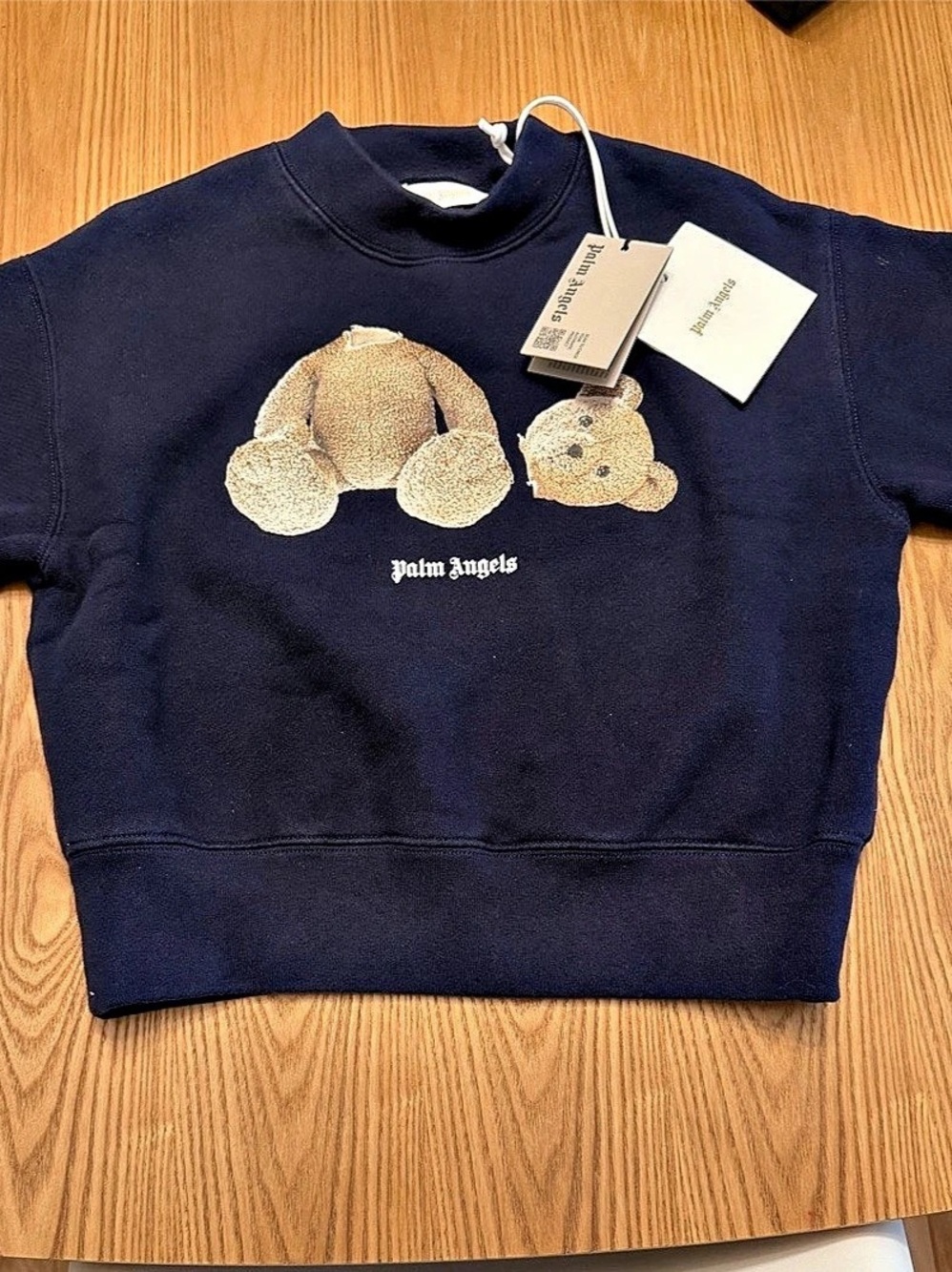 Palm Angels Kid’s Bear Crewneck in Blue Size 6 NWT
